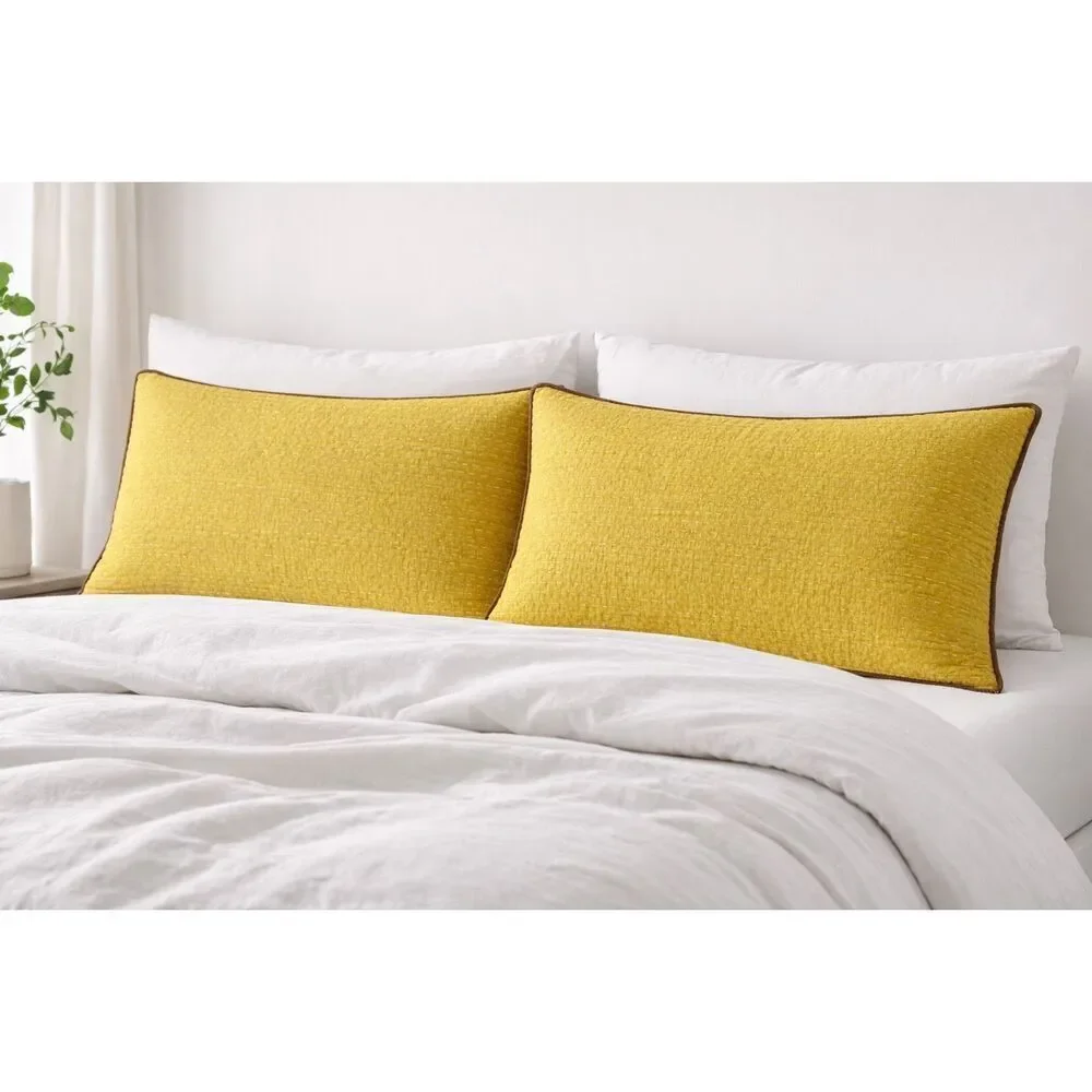 West Elm 2 Cotton King Shams‎ Yellow 20x36